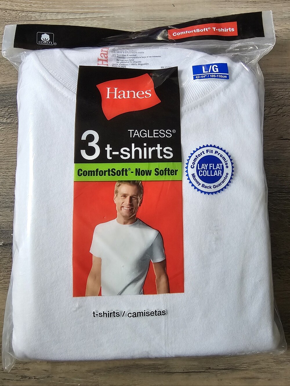 2008 Hanes Size L White ComfortSoft T-Shirts (3 Pack)-New Old Stock! Sealed!